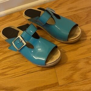No. 6 Blue Patent Leather Mules